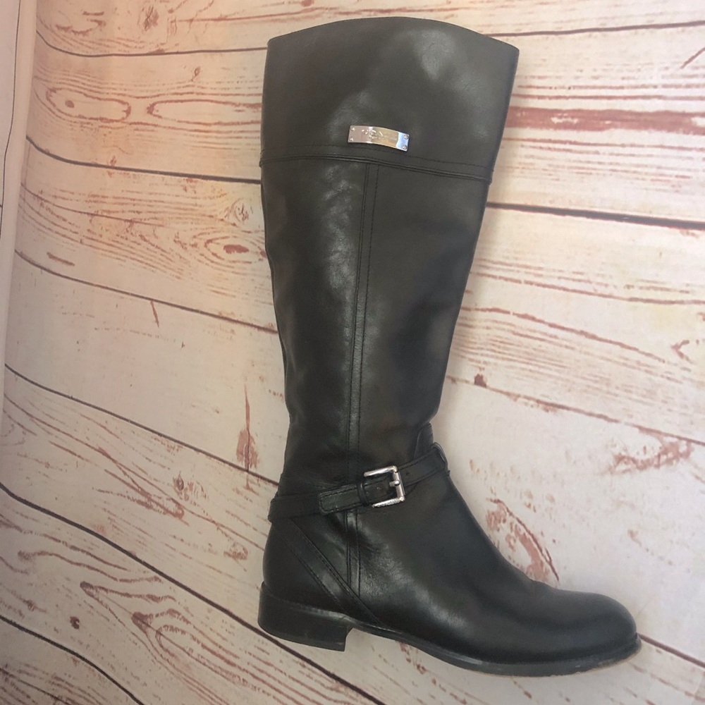 Coach Micha black leather high riding boots